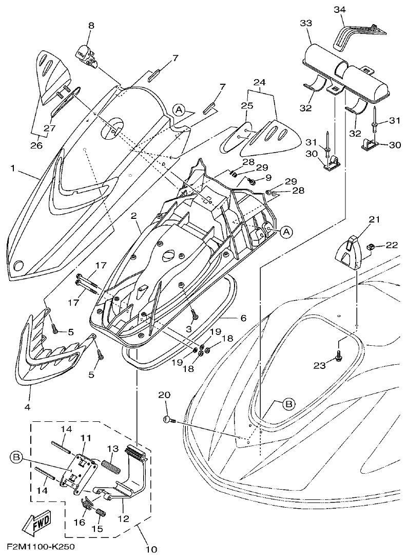 Yamaha VX18002011(2) ENGINE HATCH 2 parts diagram